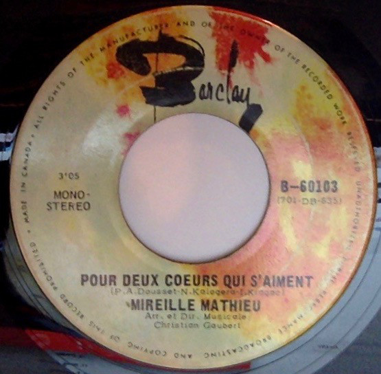 Accords et paroles Pour deux coeurs qui s'aiment Mireille Mathieu
