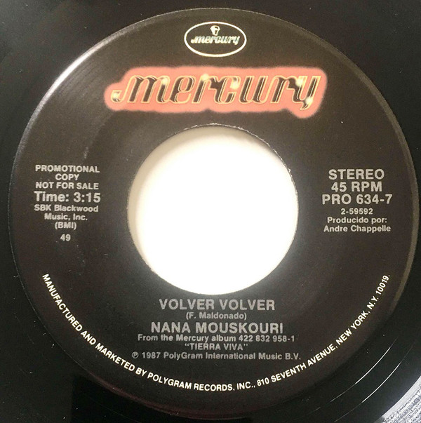 Accords et paroles Volver Volver Nana Mouskouri