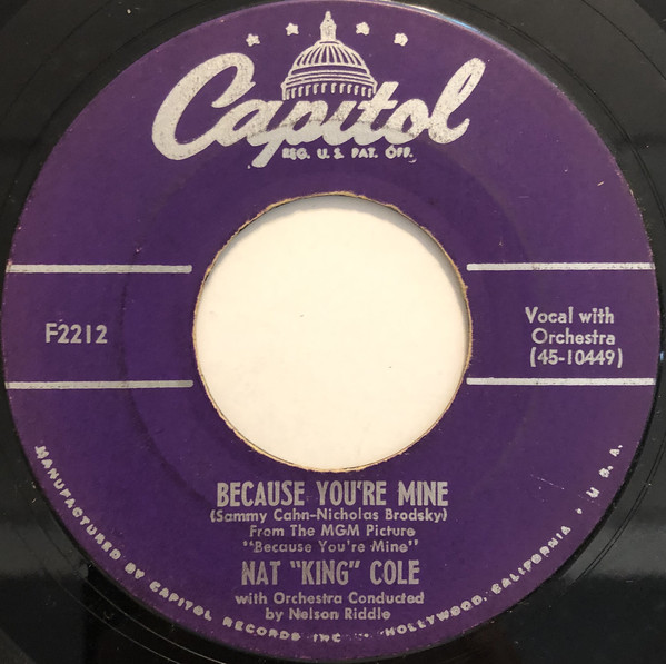 Accords et paroles Because You're Mine Nat King Cole