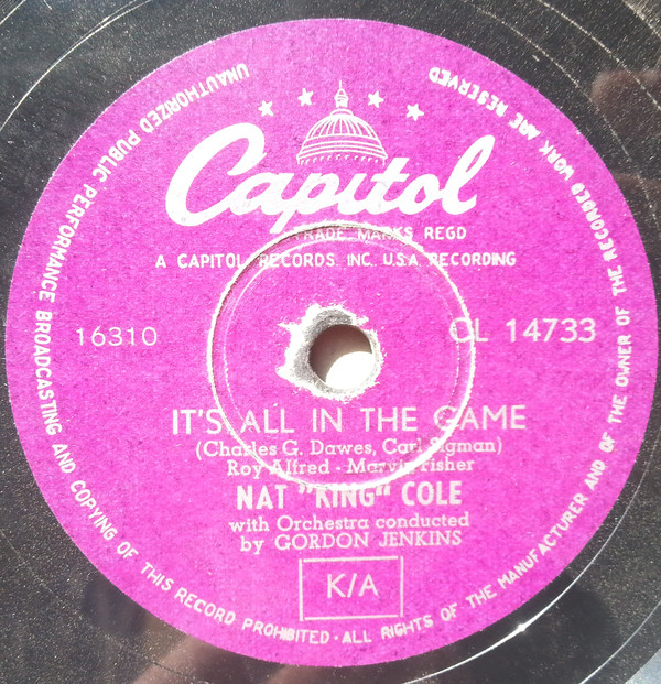 Accords et paroles It's All In The Game Nat King Cole