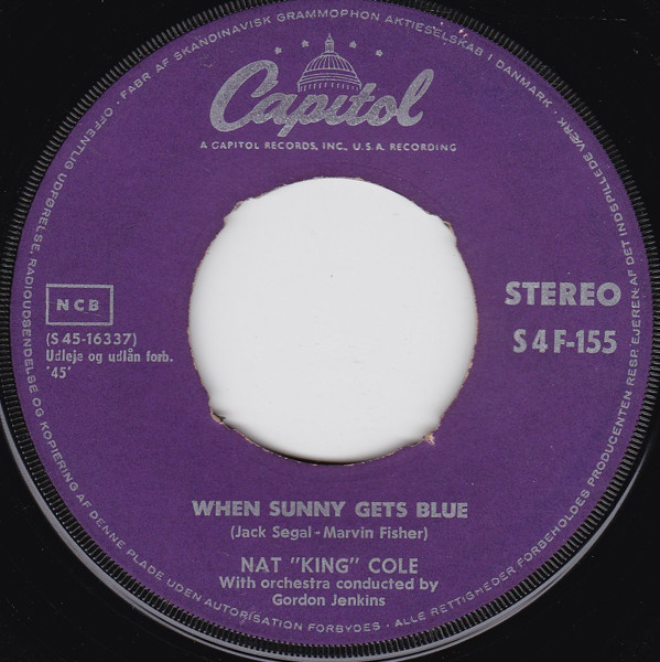 Accords et paroles When Sunny Gets Blue Nat King Cole