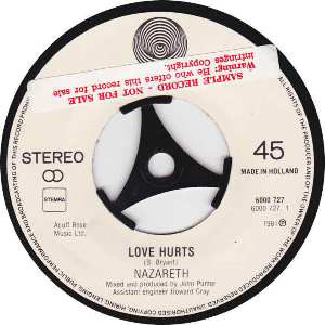 Accords et paroles Love Hurts Nazareth