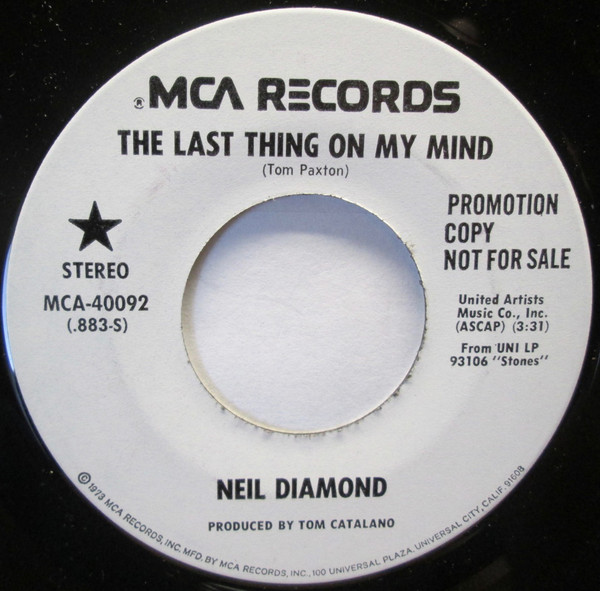 Accords et paroles The Last Thing On My Mind Neil Diamond