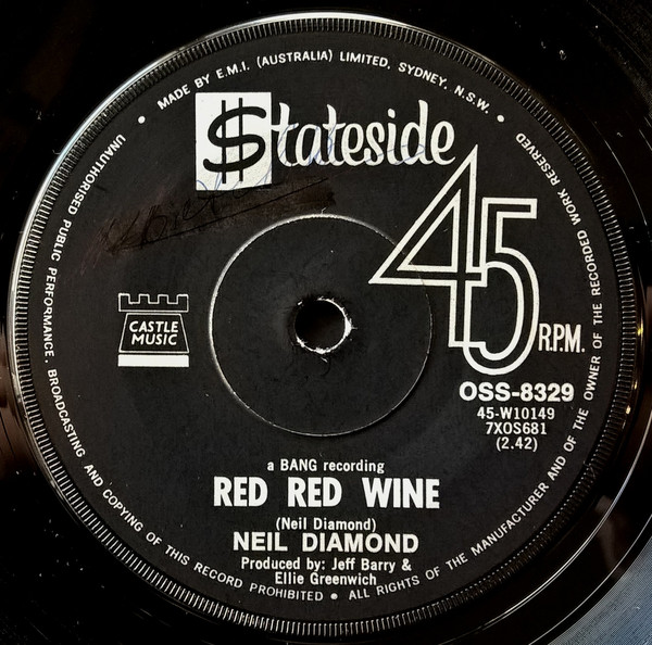 Accords et paroles Red, Red, Wine Neil Diamond