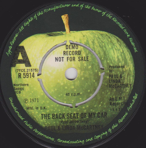 Accords et paroles The Back Seat Of My Car Paul McCartney
