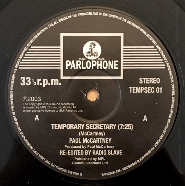 Accords et paroles Temporary Secretary Paul McCartney