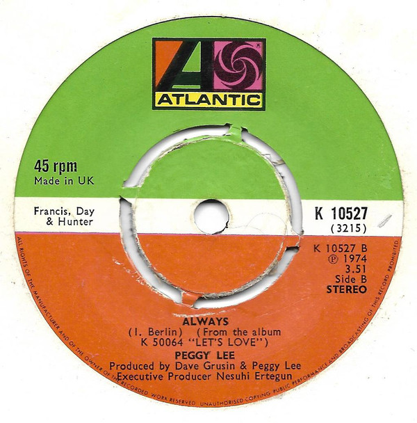 Accords et paroles Always Peggy Lee