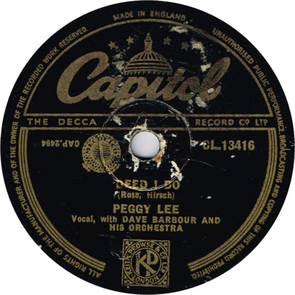 Accords et paroles Deed I Do Peggy Lee