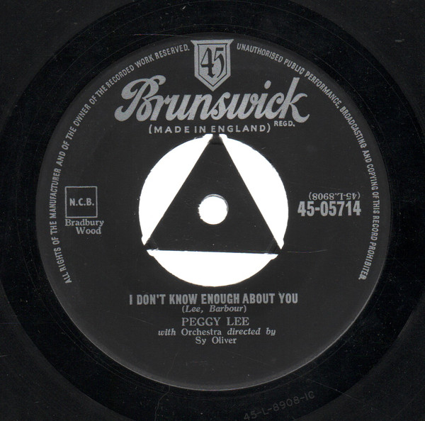 Accords et paroles I Don't Know Enough About You Peggy Lee