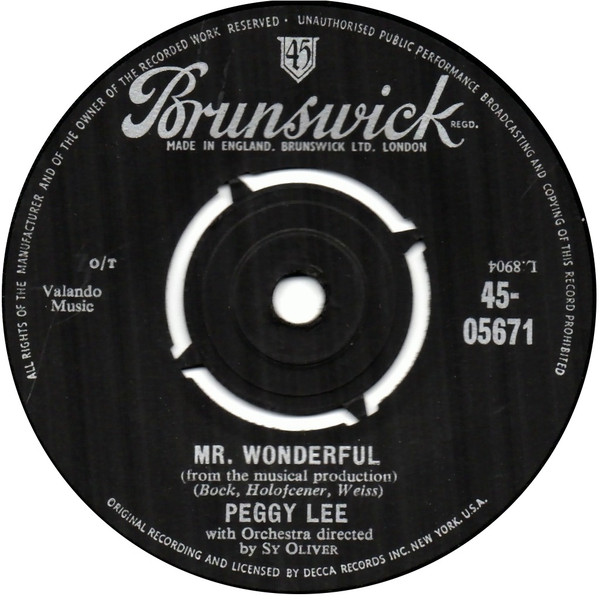 Accords et paroles Mr. Wonderful Peggy Lee