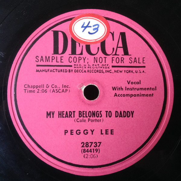 Accords et paroles My Heart Belongs To Daddy Peggy Lee