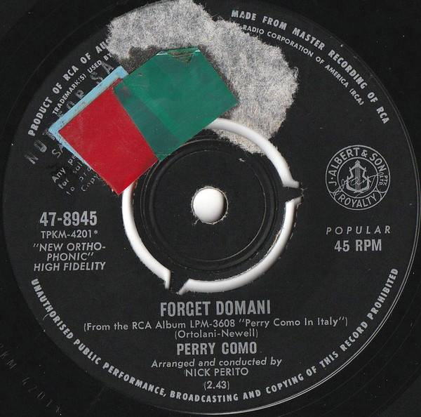 Accords et paroles Forget Domani Perry Como