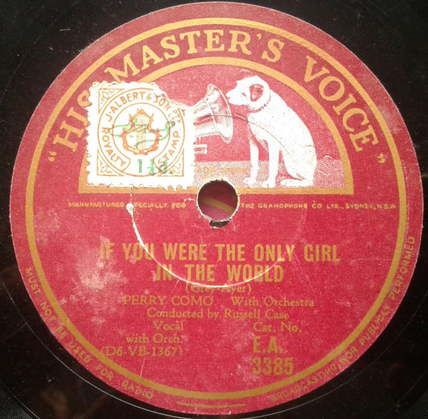 Accords et paroles If You Were The Only Girl In The World Perry Como