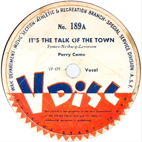 Accords et paroles It's The Talk Of The Town Perry Como