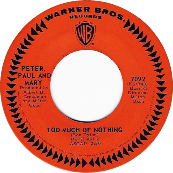 Accords et paroles Too Much Of Nothing Peter, Paul and Mary