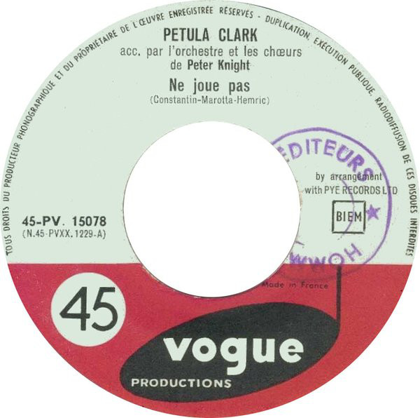 Accords et paroles Ne Joue Pas Petula Clark