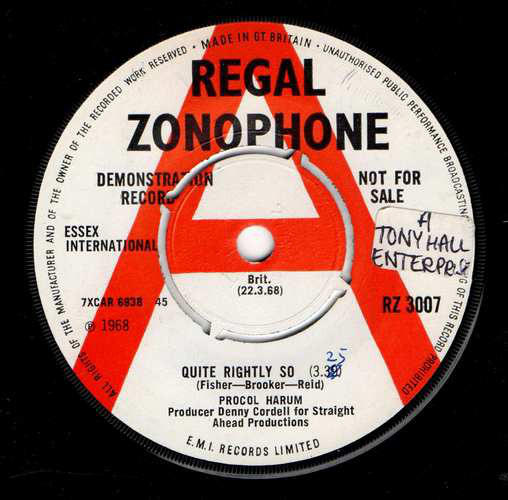 Accords et paroles Quite Rightly So Procol Harum