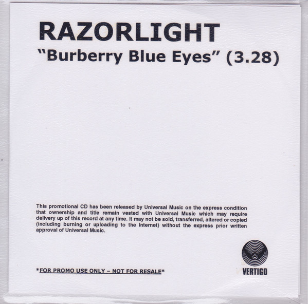 Accords et paroles Burberry Blue Eyes Razorlight