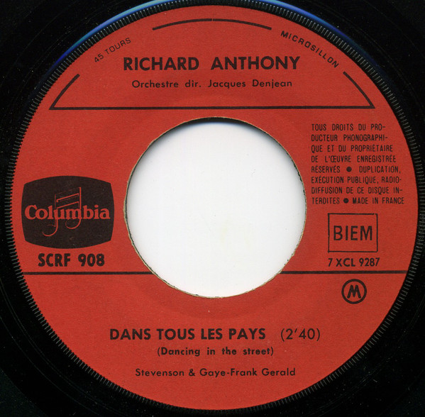 Accords et paroles Autant chercher à retenir le vent Richard Anthony