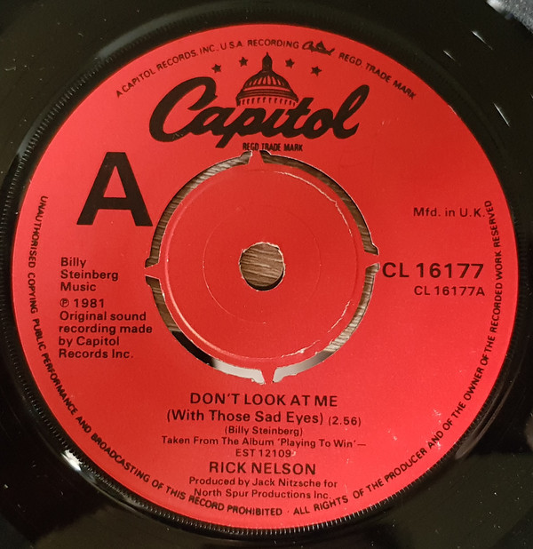 Accords et paroles Dont Look At Me Ricky Nelson