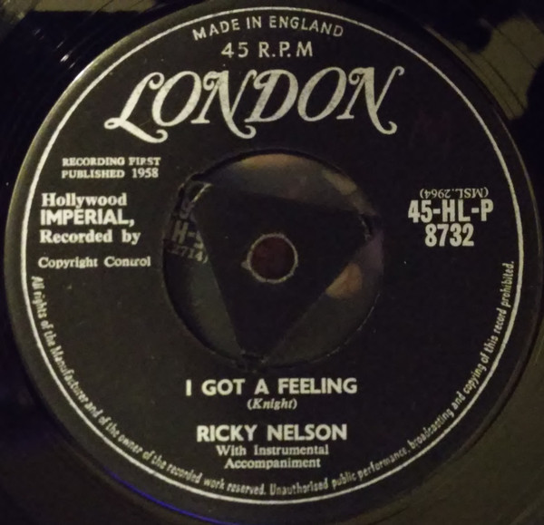 Accords et paroles I Got A Feeling Ricky Nelson