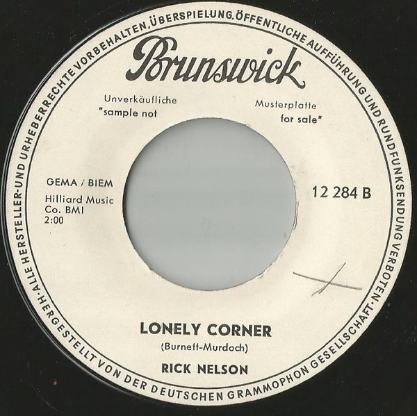 Accords et paroles Lonely Corner Ricky Nelson