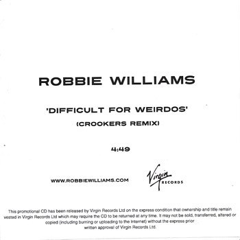 Accords et paroles Difficult For Weirdos Robbie Williams