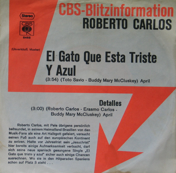 Accords et paroles El Gato Que Está Triste Y Azul Roberto Carlos