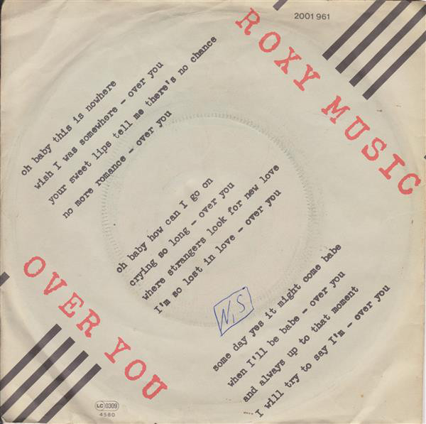 Accords et paroles Over You Roxy Music