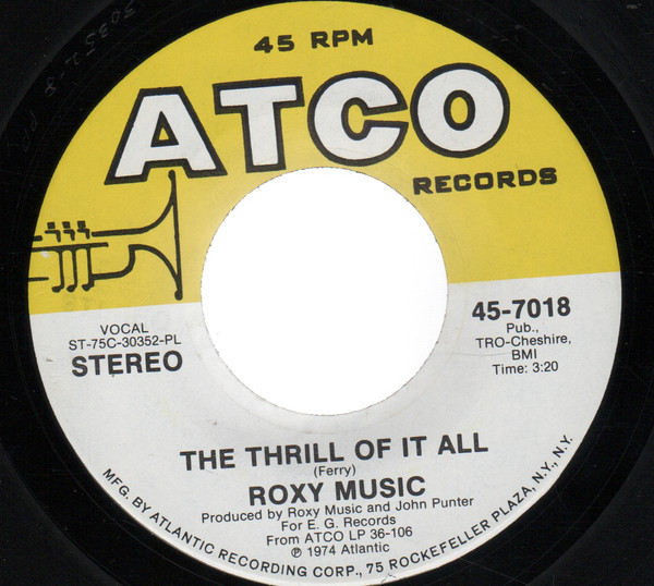 Accords et paroles The Thrill Of It All Roxy Music