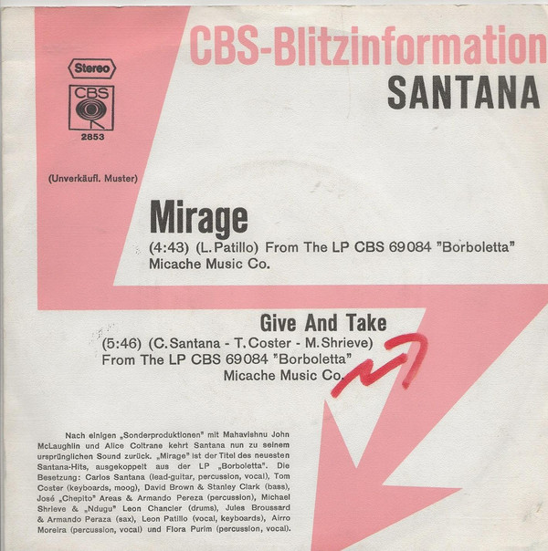 Accords et paroles Mirage Santana