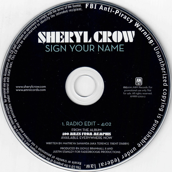 Accords et paroles Sign Your Name Sheryl Crow