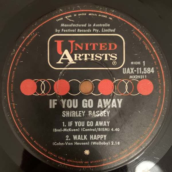 Accords et paroles If You Go Away Shirley Bassey