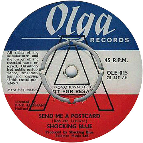 Accords et paroles Send Me A Postcard Shocking Blue