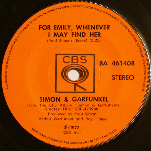 Accords et paroles For Emily Whenever I May Find Her Simon & Garfunkel