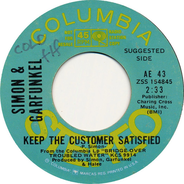 Accords et paroles Keep The Customer Satisfied Simon & Garfunkel