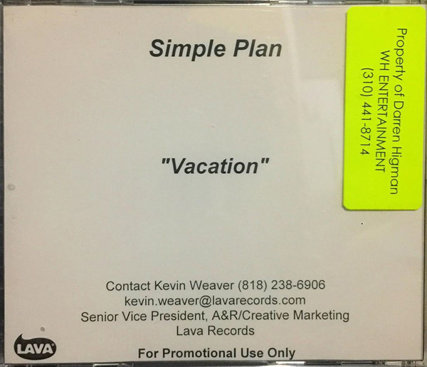 Accords et paroles Vacation Simple Plan