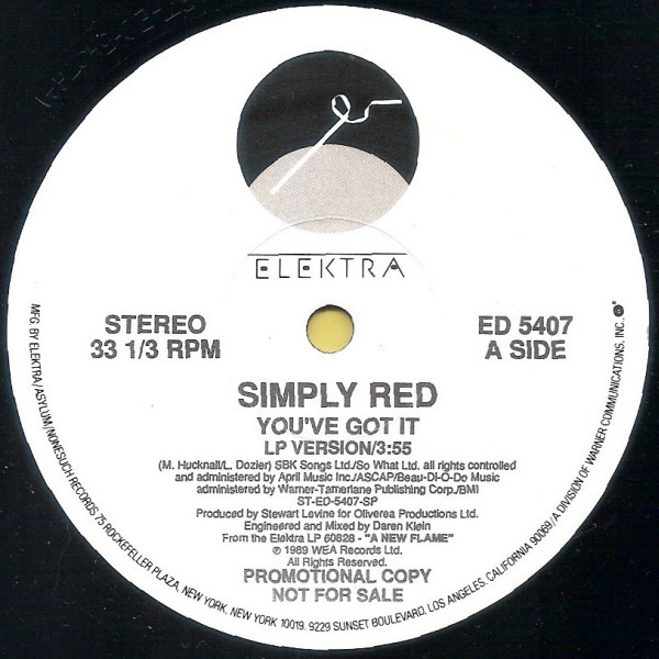 Accords et paroles You've Got It Simply Red