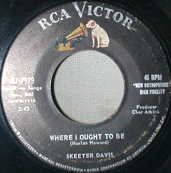 Accords et paroles Where I Ought To Be Skeeter Davis