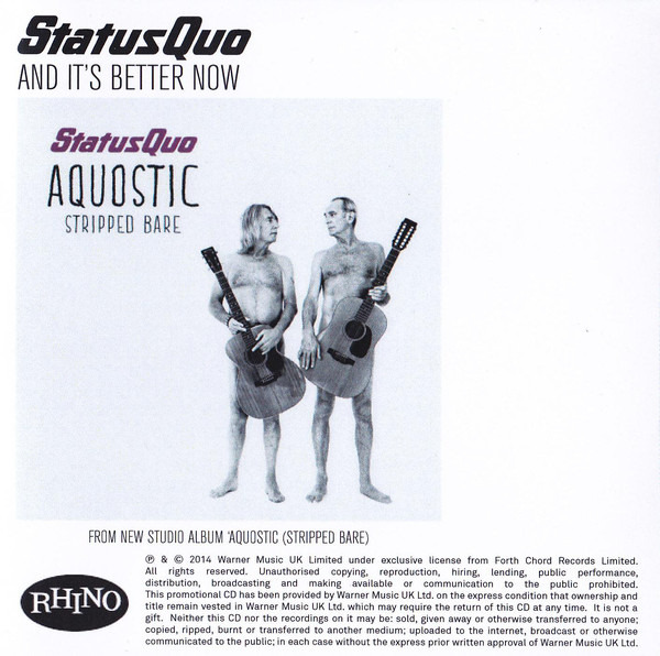 Accords et paroles And Its Better Now Status Quo
