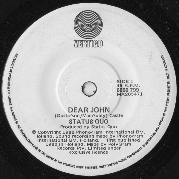 Accords et paroles Dear John Status Quo