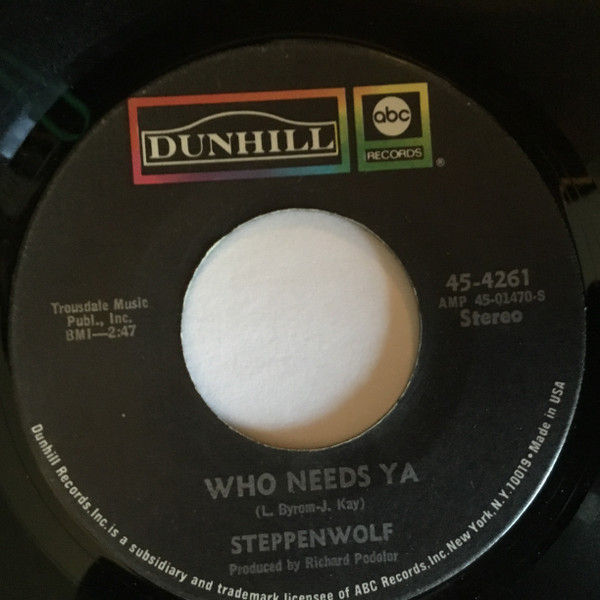 Accords et paroles Who Needs Ya Steppenwolf