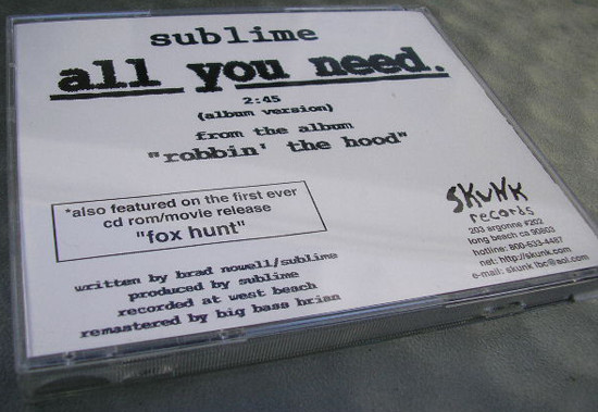 Accords et paroles All You Need Sublime