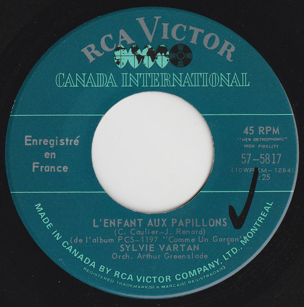 Accords et paroles L'enfant aux papillons Sylvie Vartan