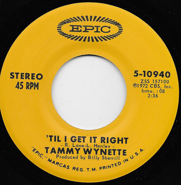 Accords et paroles Til I Get It Right Tammy Wynette
