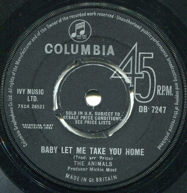 Accords et paroles Baby Let Me Take You Home The Animals