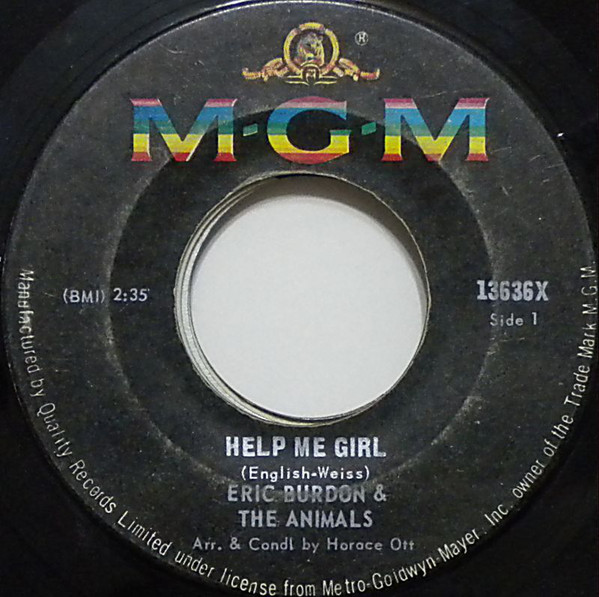 Accords et paroles Help Me Girl The Animals