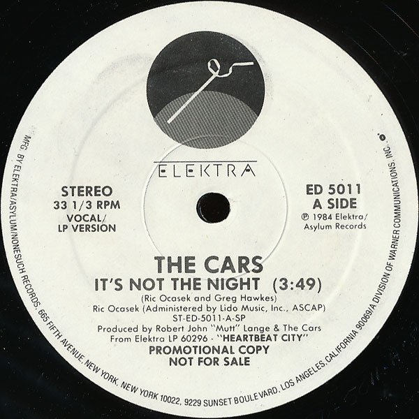 Accords et paroles Its Not The Night The Cars