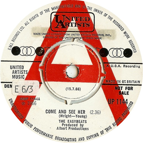 Accords et paroles Come And See Her The Easybeats