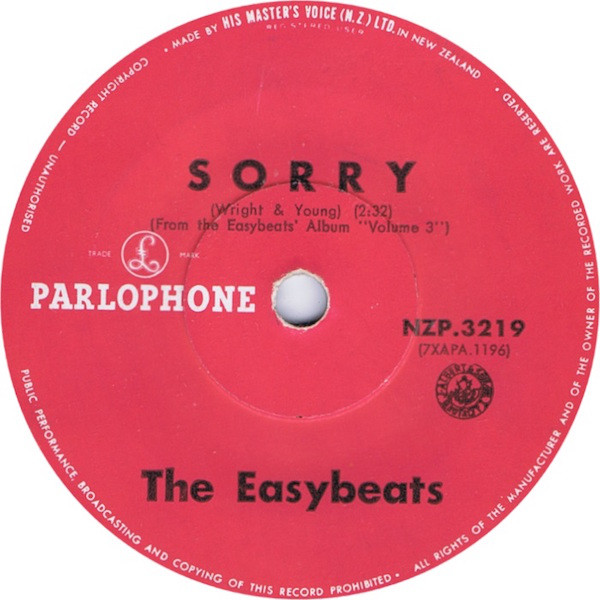 Accords et paroles Sorry The Easybeats